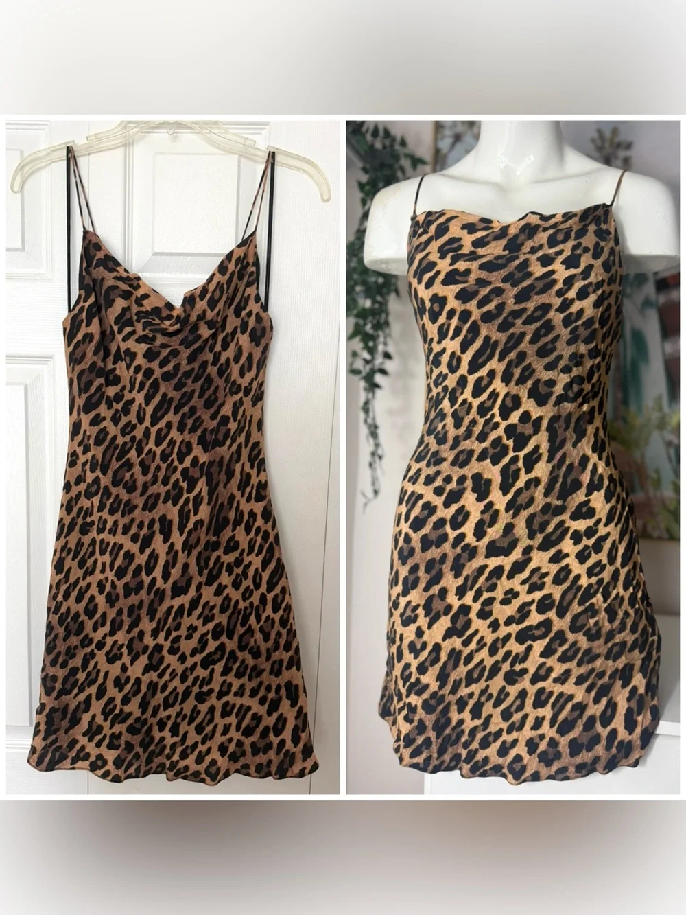 Alice + Olivia Harmony Leopard Print Slip Mini Dress Tan Size 4 Small Draped - Picture 3 of 12